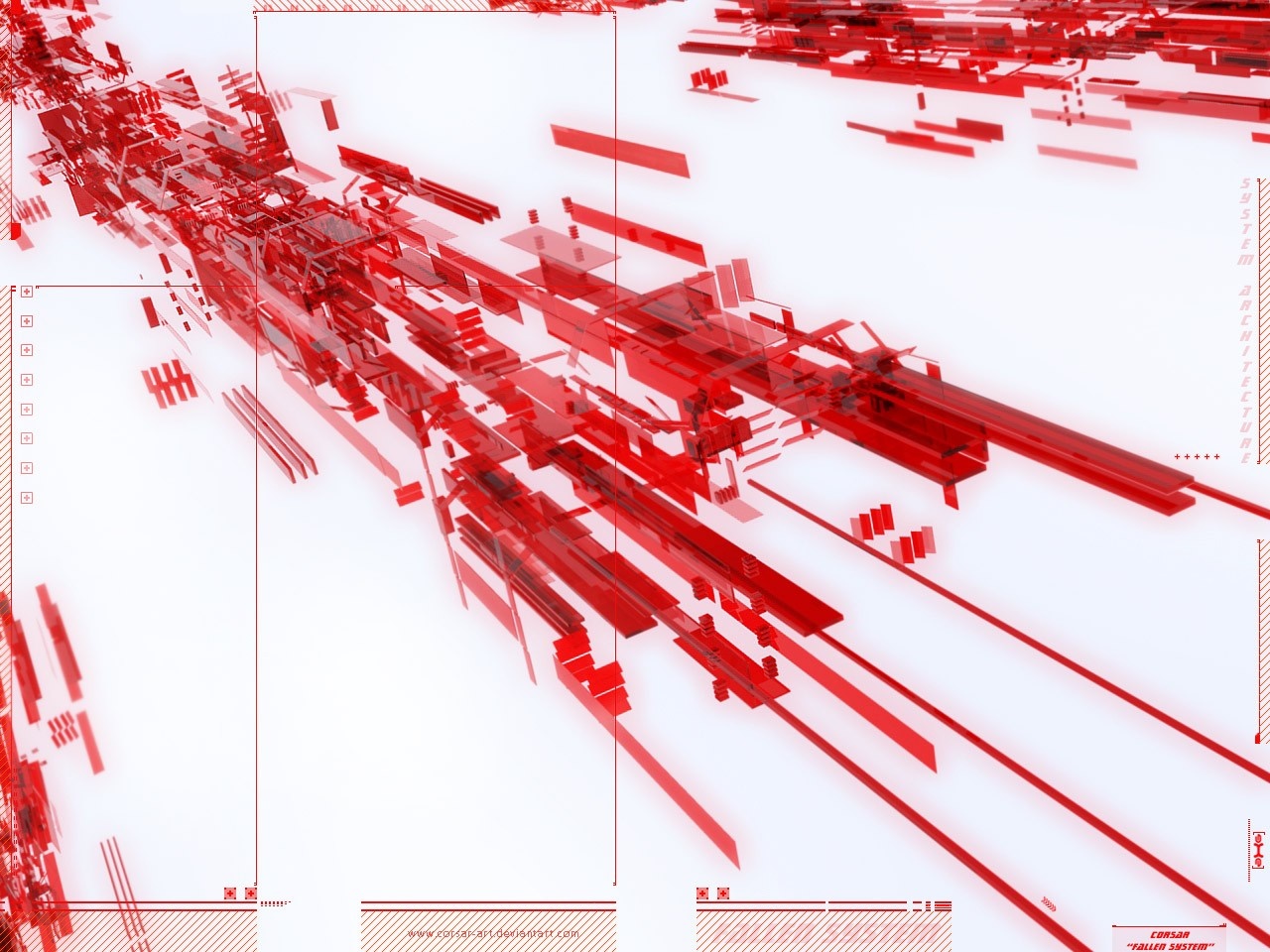 Red abstract technological system architecture HD Wallpaper
