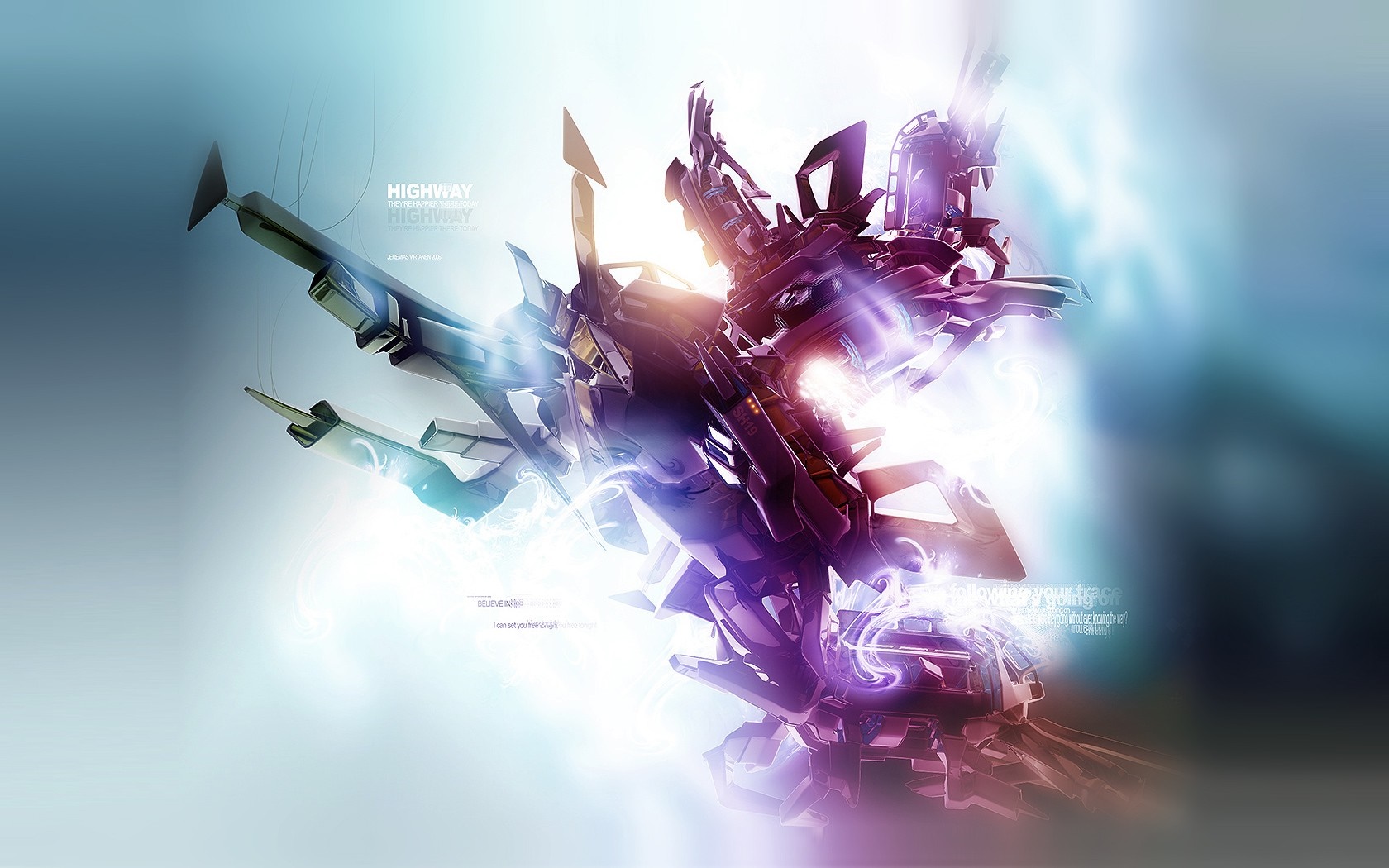 Abstract futuristic mechanical structure with glowing lights HD Wallpaper