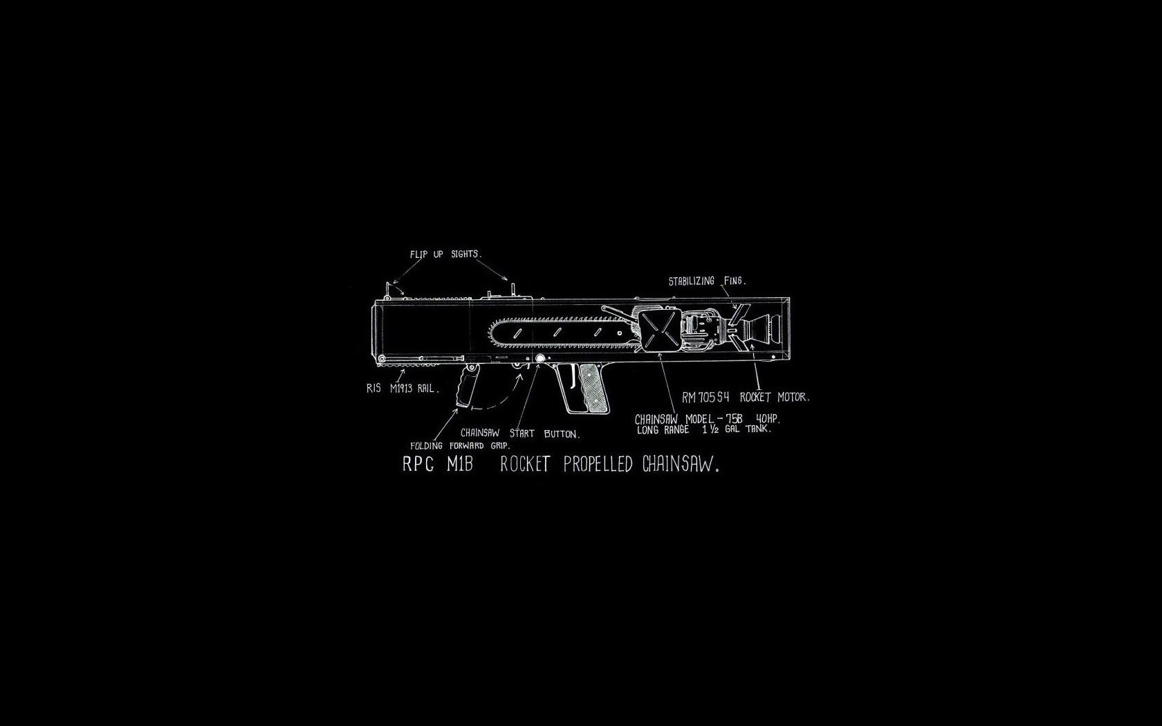 Blueprint of a Rocket Propelled Chainsaw HD Wallpaper