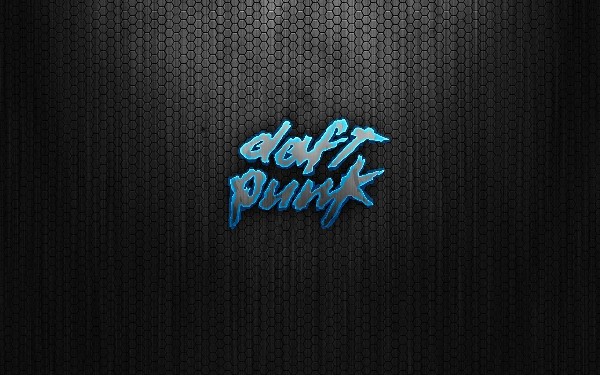 Daft Punk logo on a black honeycomb background HD Wallpaper