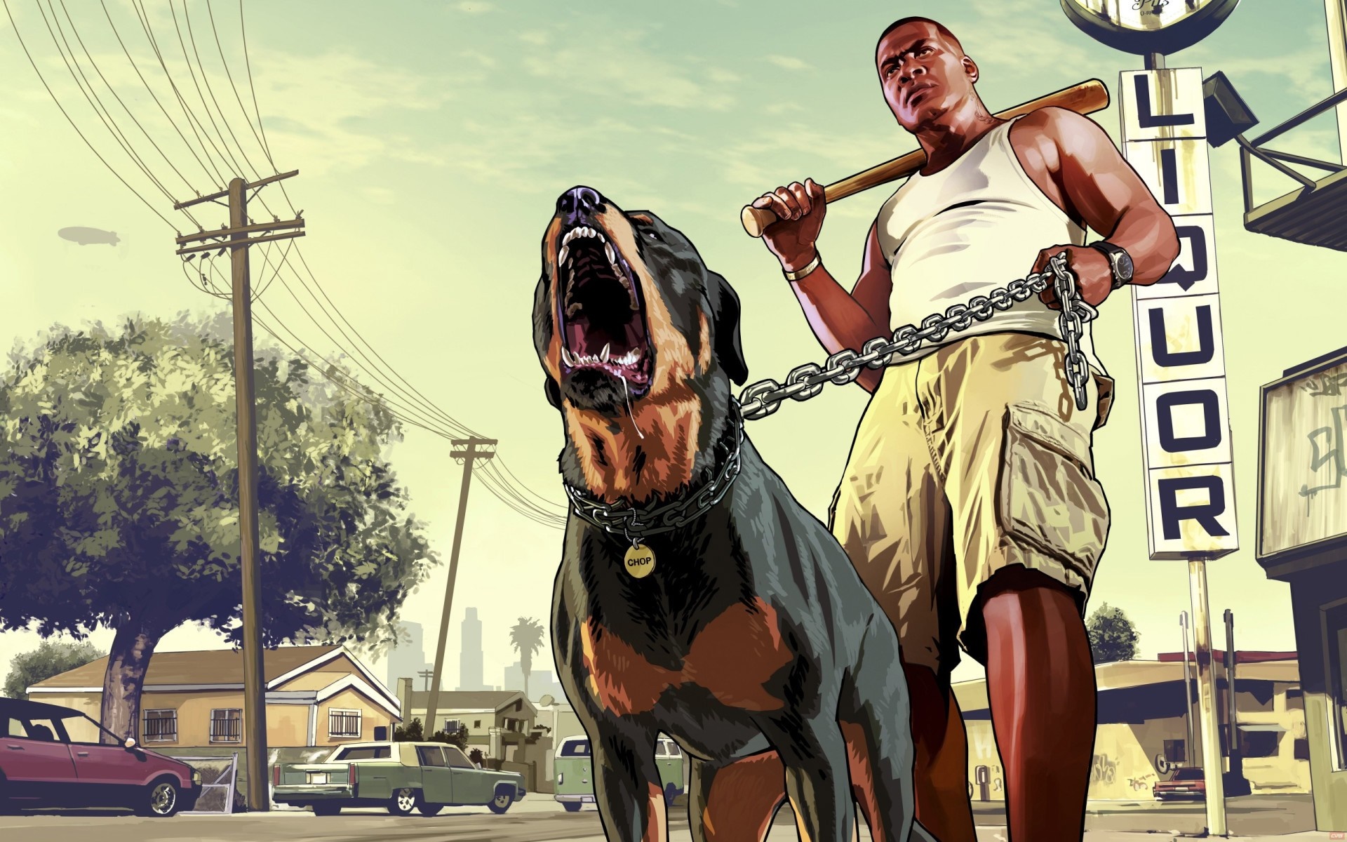 Franklin Clinton and Chop from Grand Theft Auto V HD Wallpaper