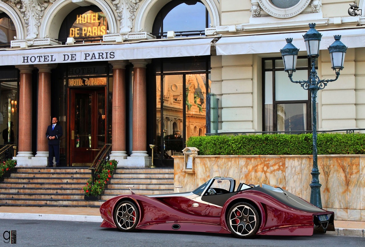 Maroon sports car parked in front of Hotel de Paris HD Wallpaper
