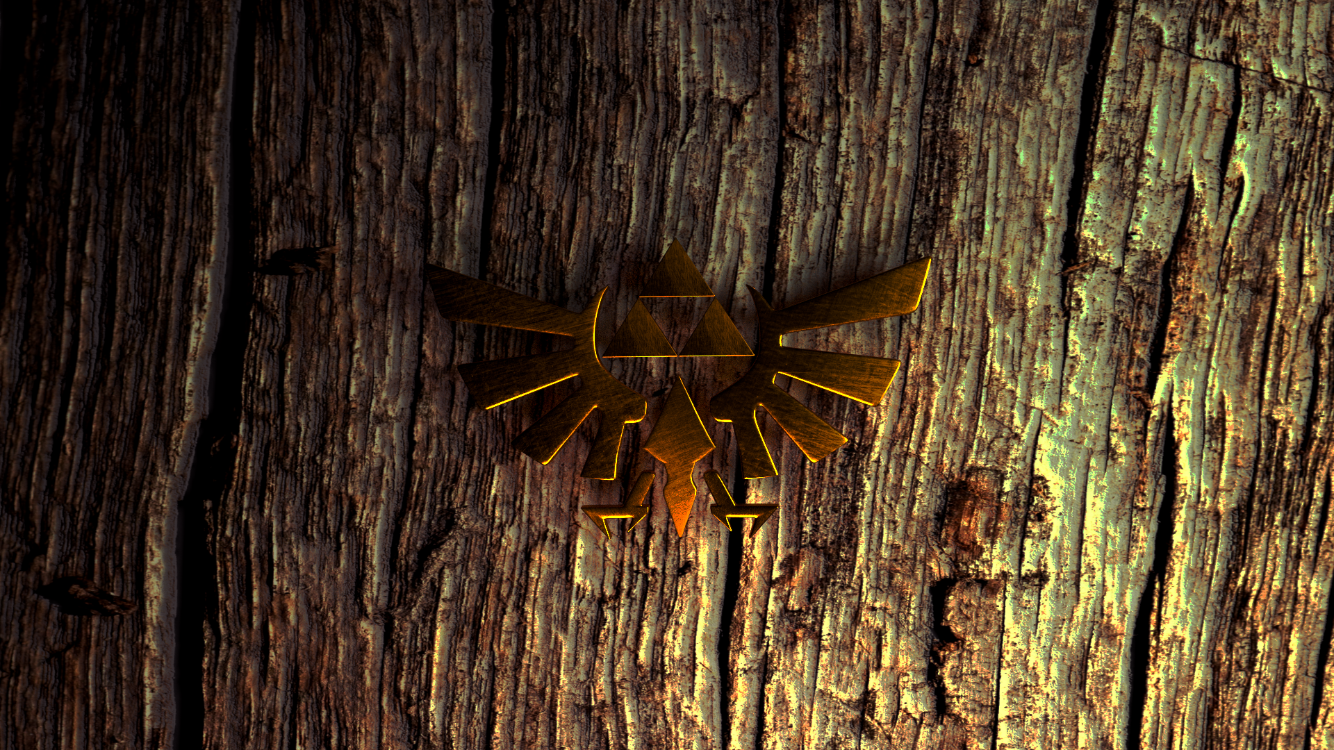 The Legend of Zelda Triforce on Wood Texture HD Wallpaper