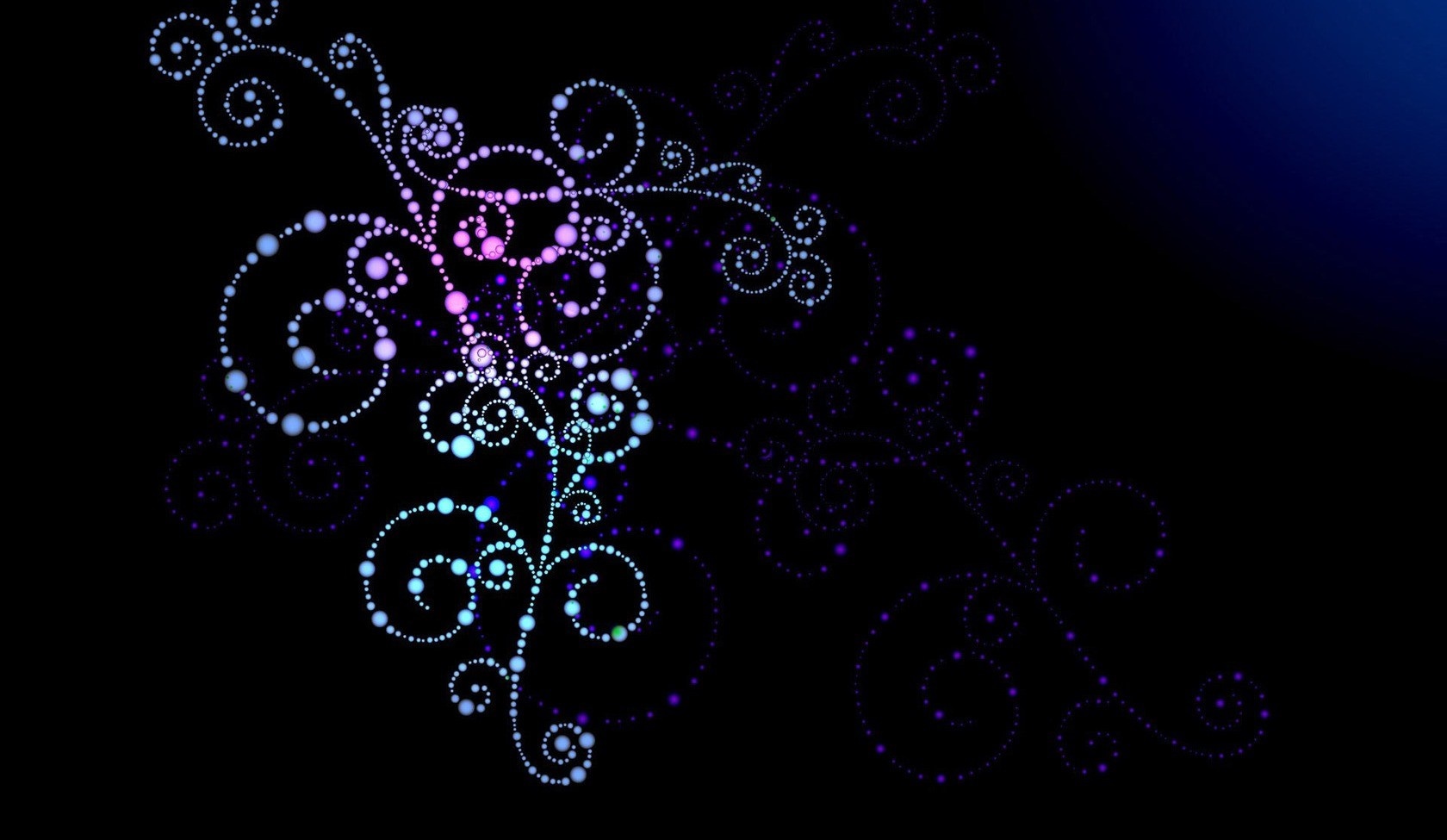 Abstract swirling dots pattern on black background HD Wallpaper