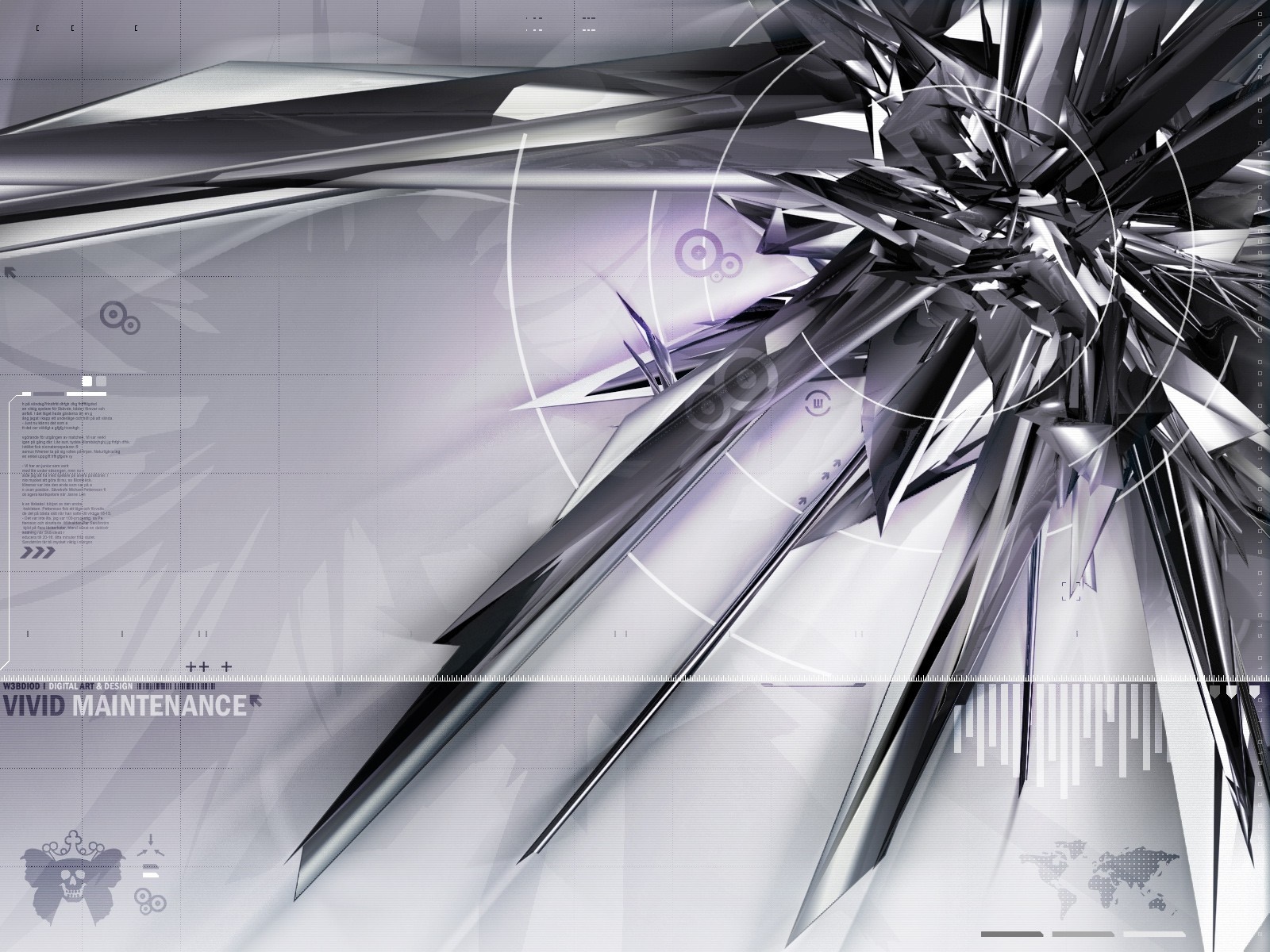 Abstract metallic shards with digital graphics HD Wallpaper