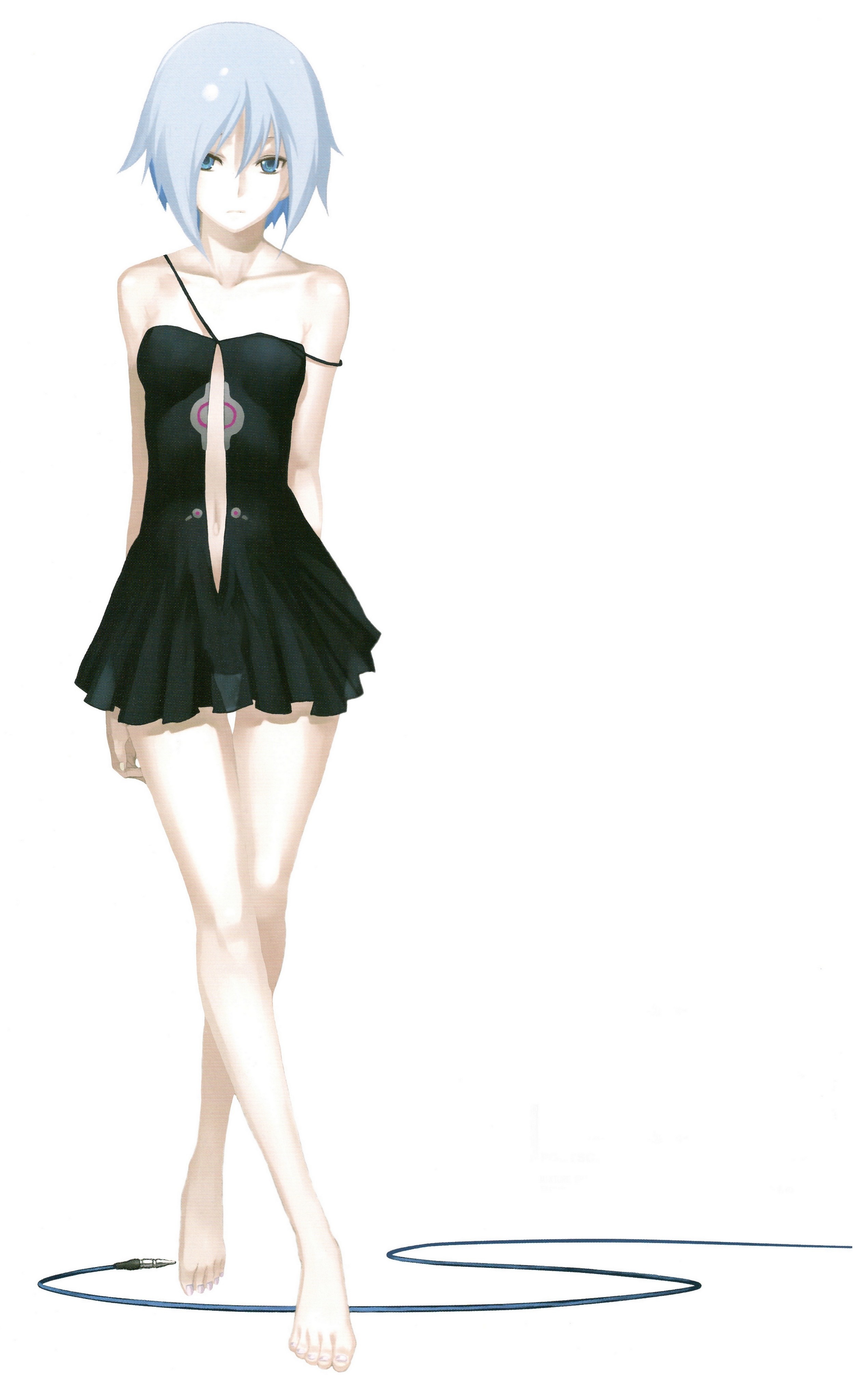 Anime girl with white hair in a black dress HD Wallpaper