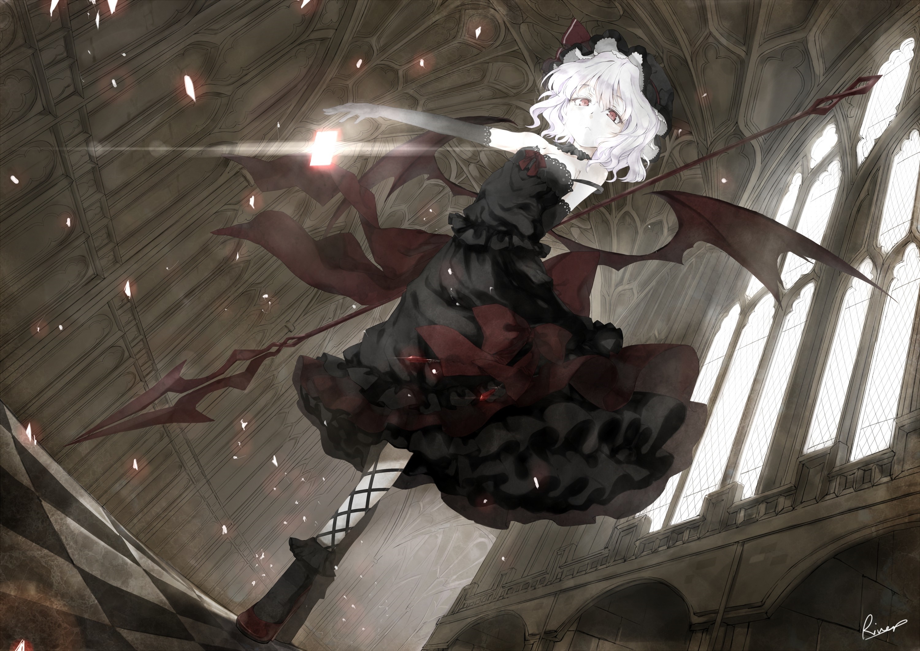 Remilia Scarlet from Touhou in a Gothic Cathedral HD Wallpaper
