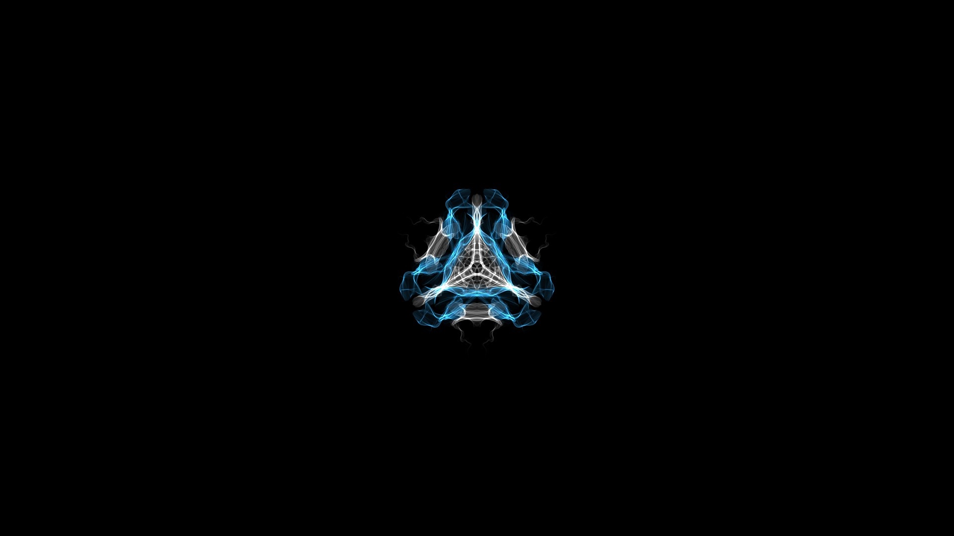 Abstract blue and white fractal on black background HD Wallpaper