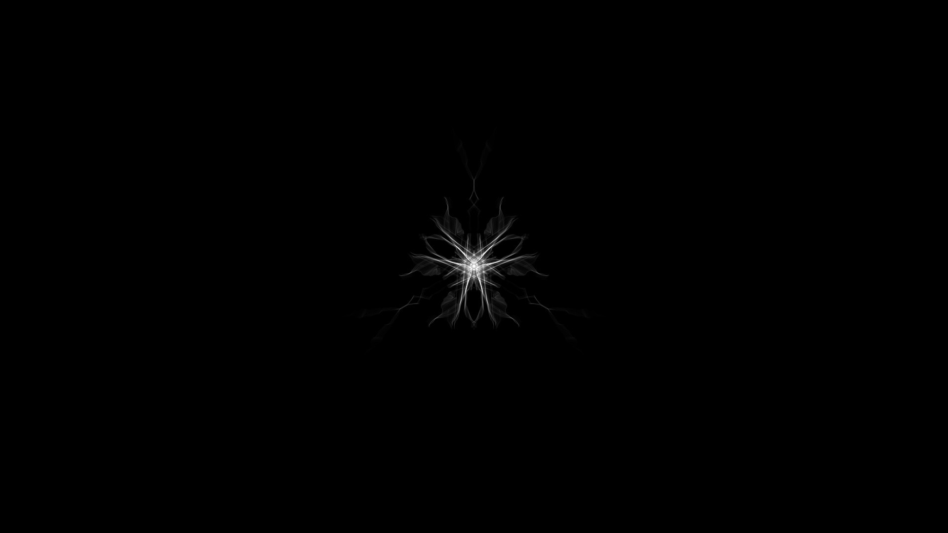 Abstract white fractal pattern on black background HD Wallpaper