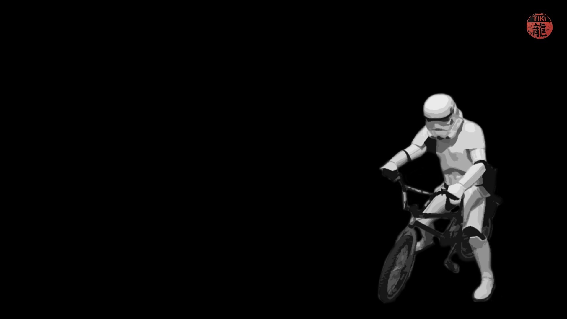 Stormtrooper riding a bicycle HD Wallpaper
