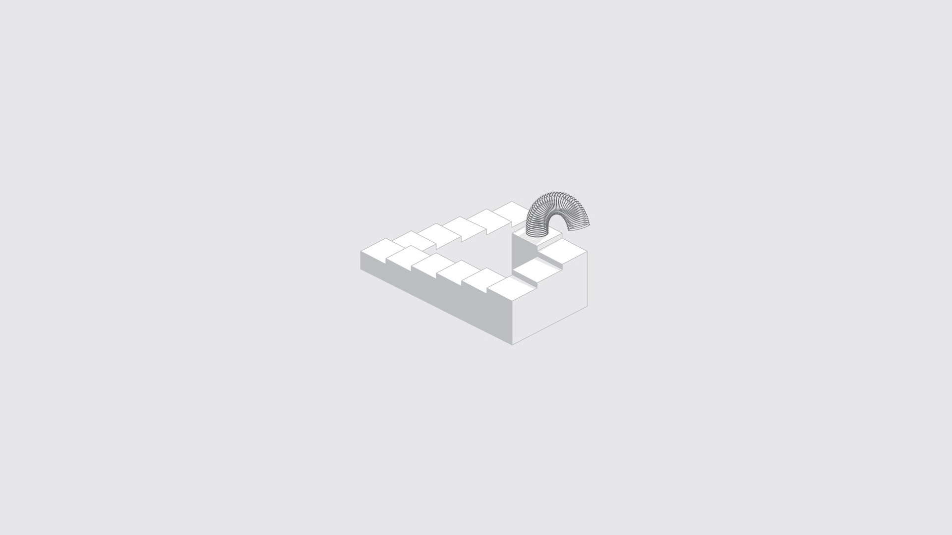 Impossible staircase with a slinky HD Wallpaper