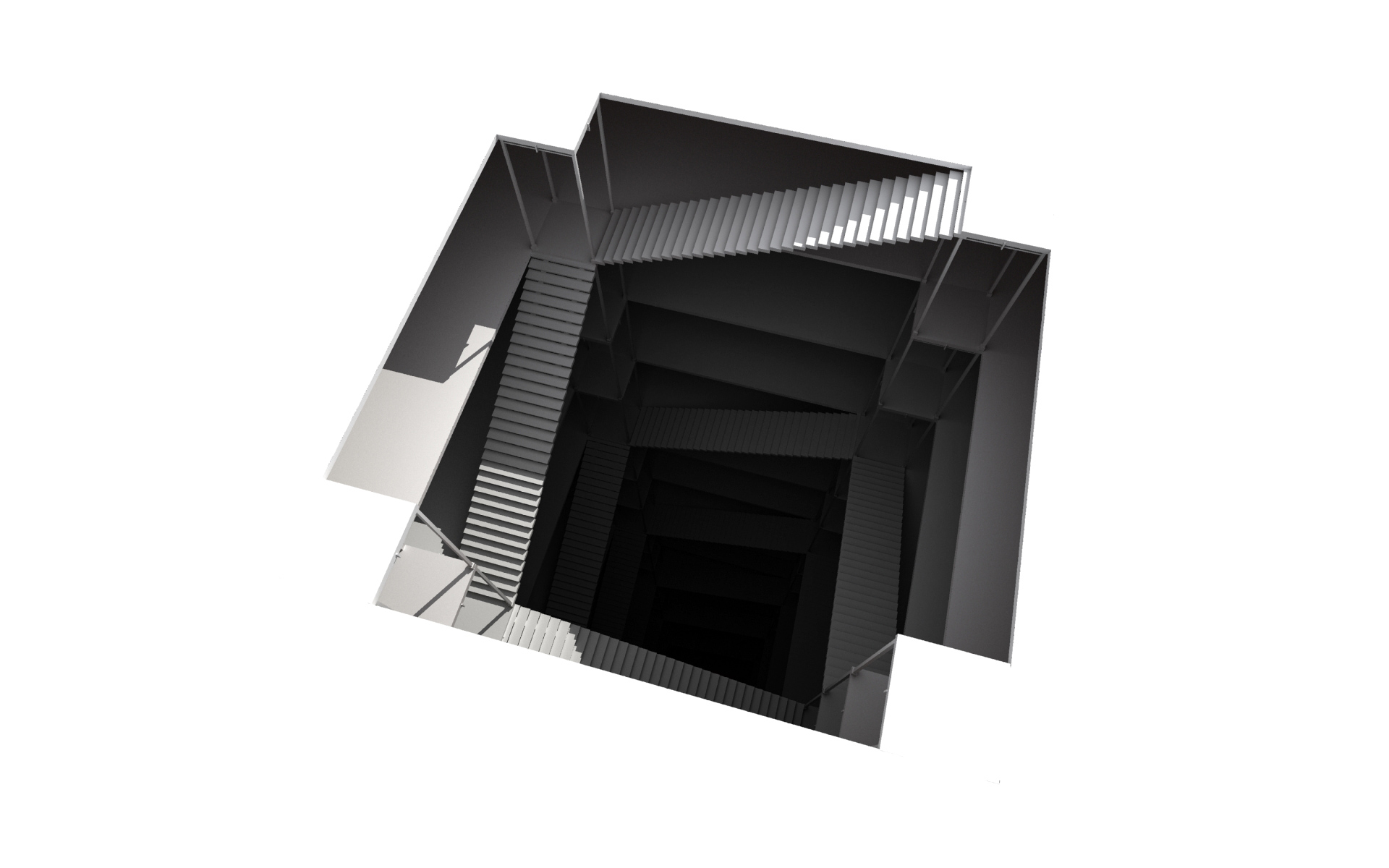 Abstract architectural render of a multi-level staircase HD Wallpaper