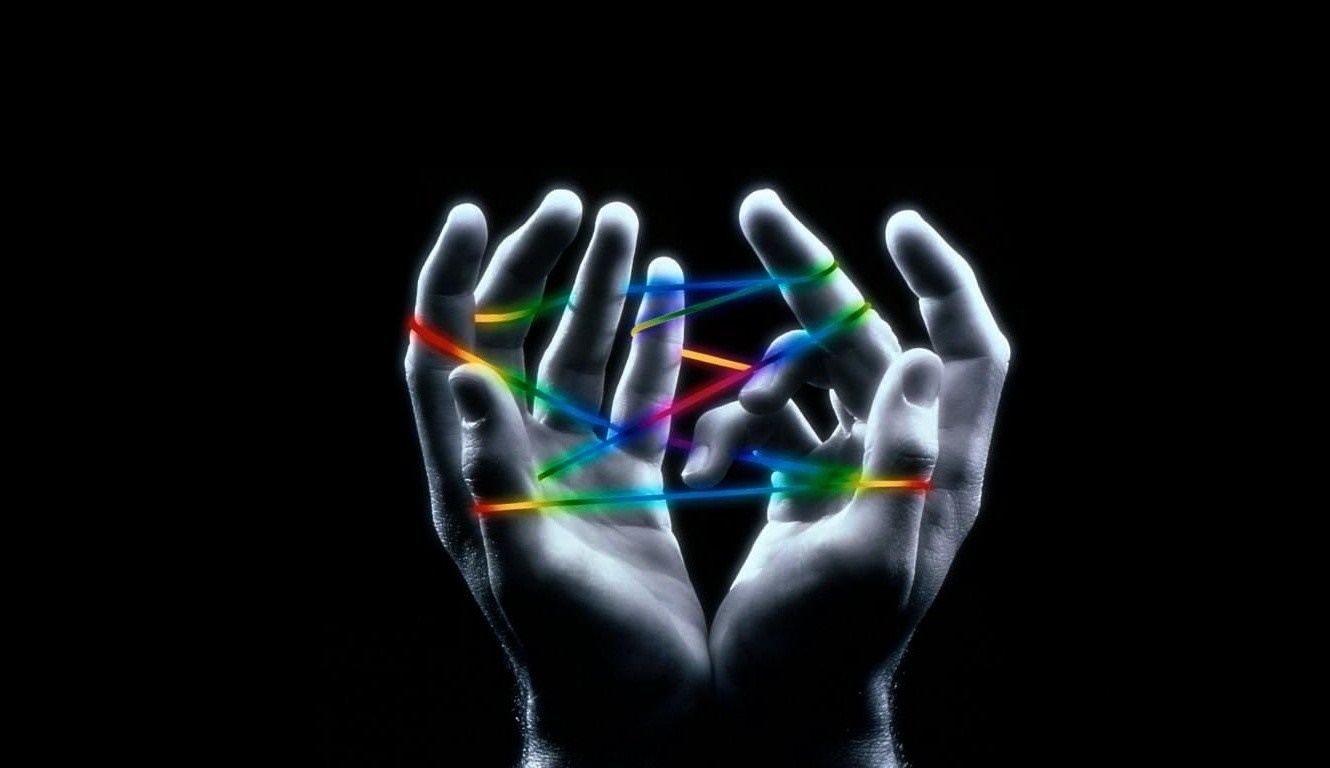 Hands with colorful rubber bands HD Wallpaper