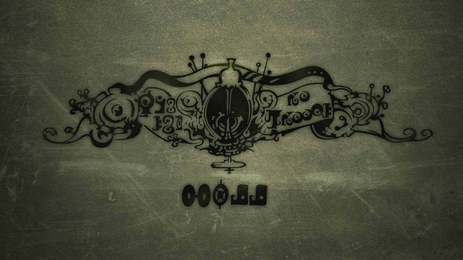 Monochrome illustration with text and decorative elements HD Wallpaper