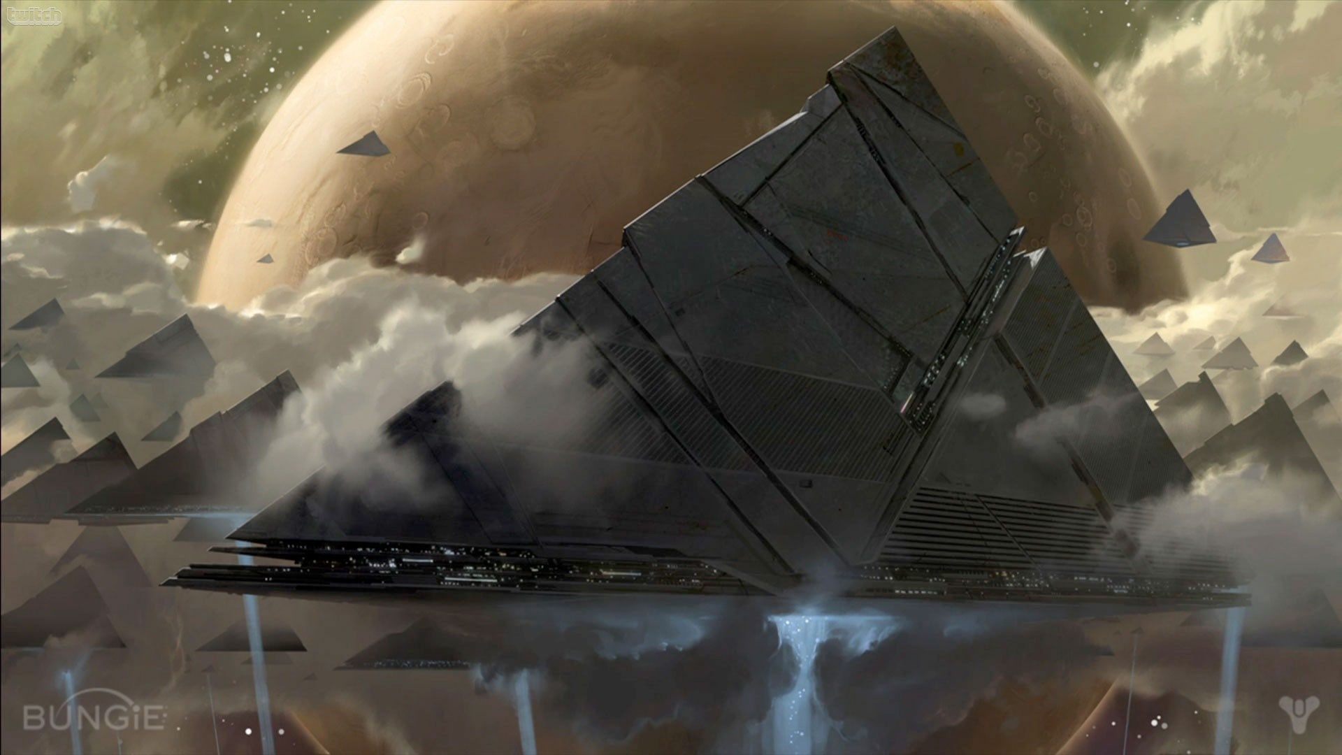 Pyramid ships in Destiny video game HD Wallpaper
