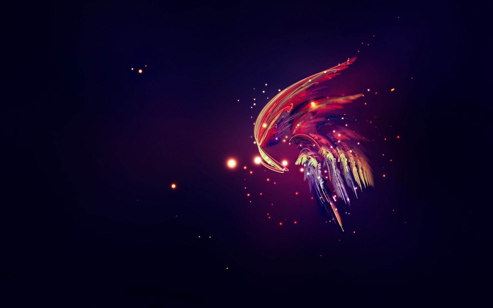 Abstract colorful fractal with glowing particles HD Wallpaper