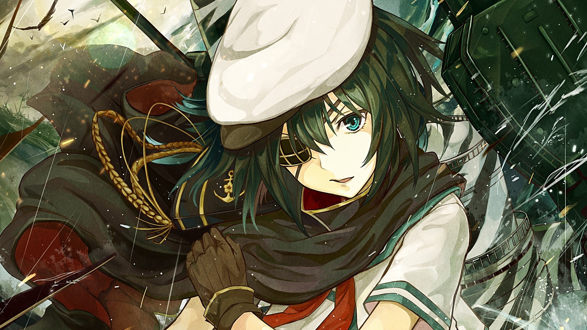 Kiso from Kantai Collection with eyepatch HD Wallpaper