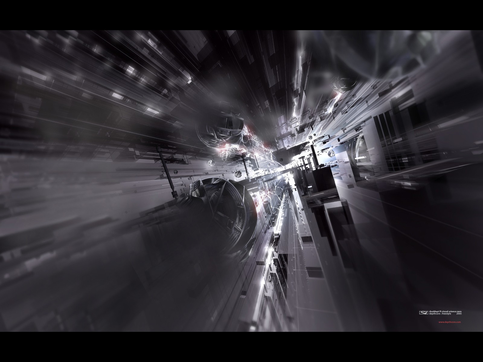 Abstract digital art with futuristic architecture HD Wallpaper