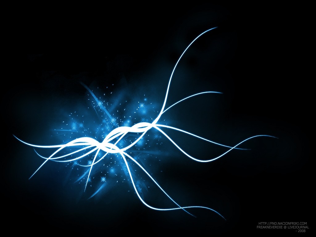 Abstract blue light streaks and sparks on black background HD Wallpaper