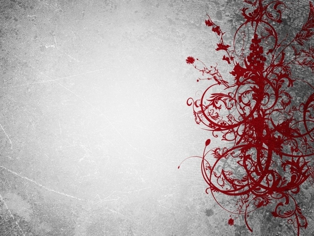 Red floral design on a textured gray background HD Wallpaper