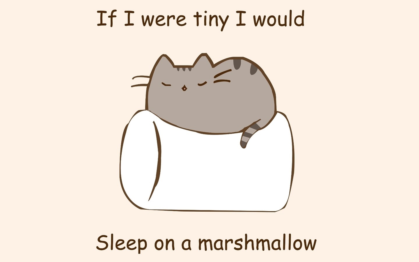 Pusheen the Cat sleeping on a marshmallow HD Wallpaper