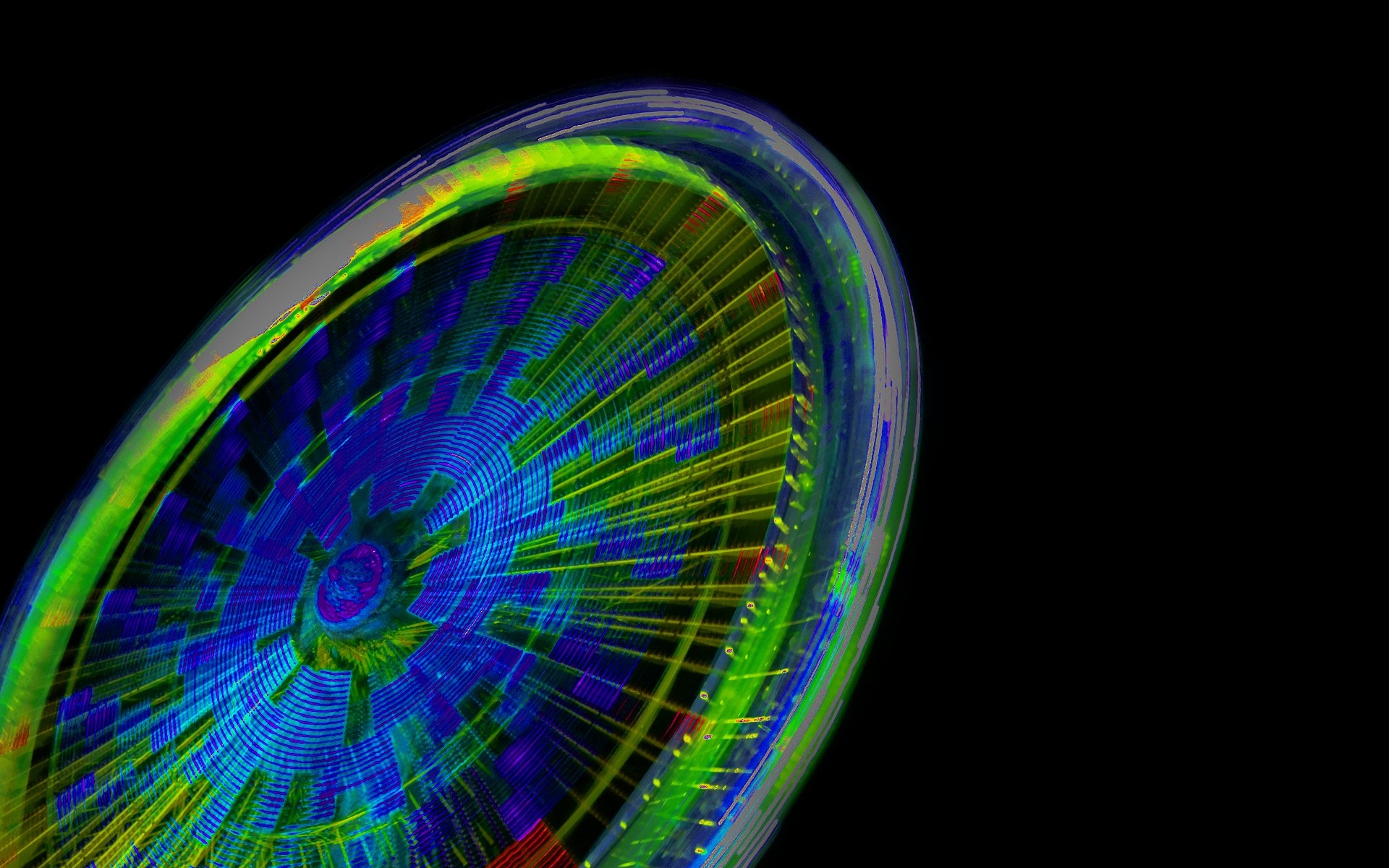 Long exposure of a colorful Ferris wheel against a black background HD Wallpaper