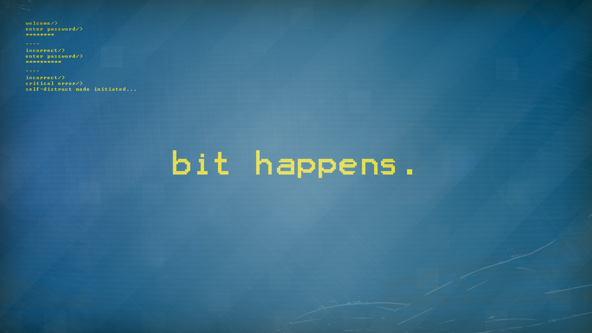 Bit Happens text on blue background HD Wallpaper
