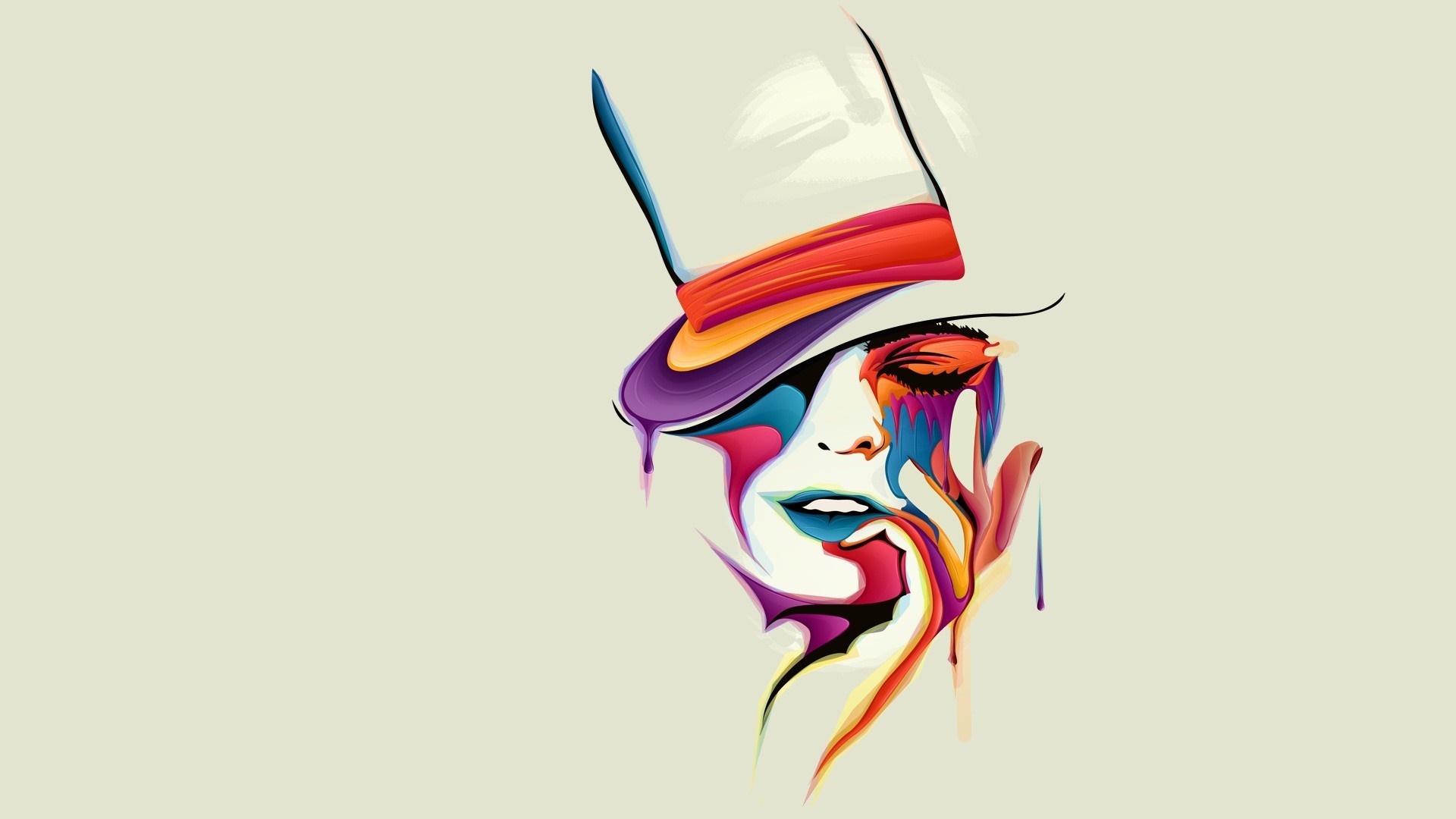 Abstract illustration of a face with a hat HD Wallpaper