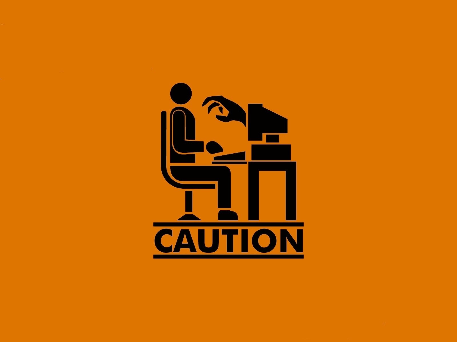 Illustration of a person at a computer with a hand reaching out HD Wallpaper
