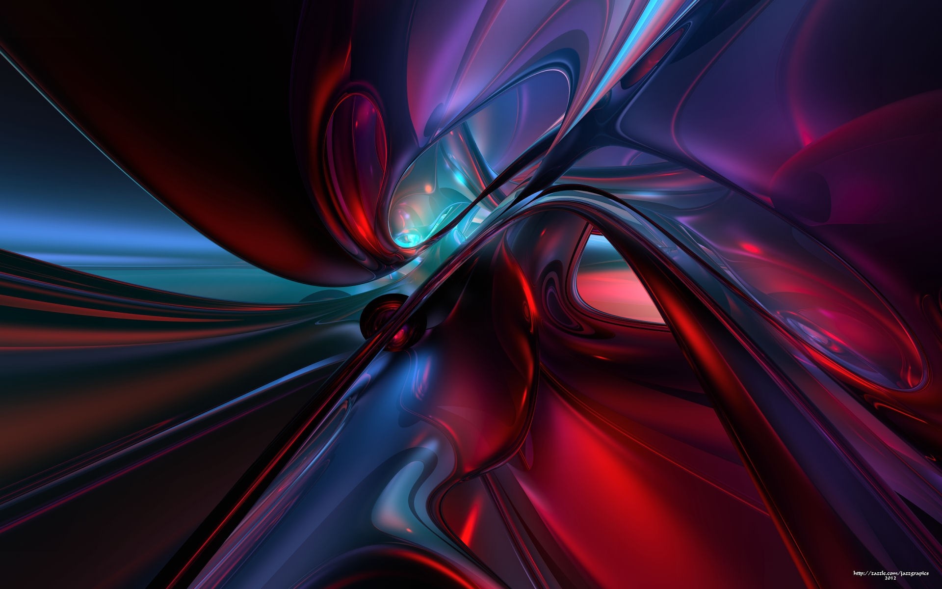 Abstract 3D Render with Red and Blue Tones HD Wallpaper