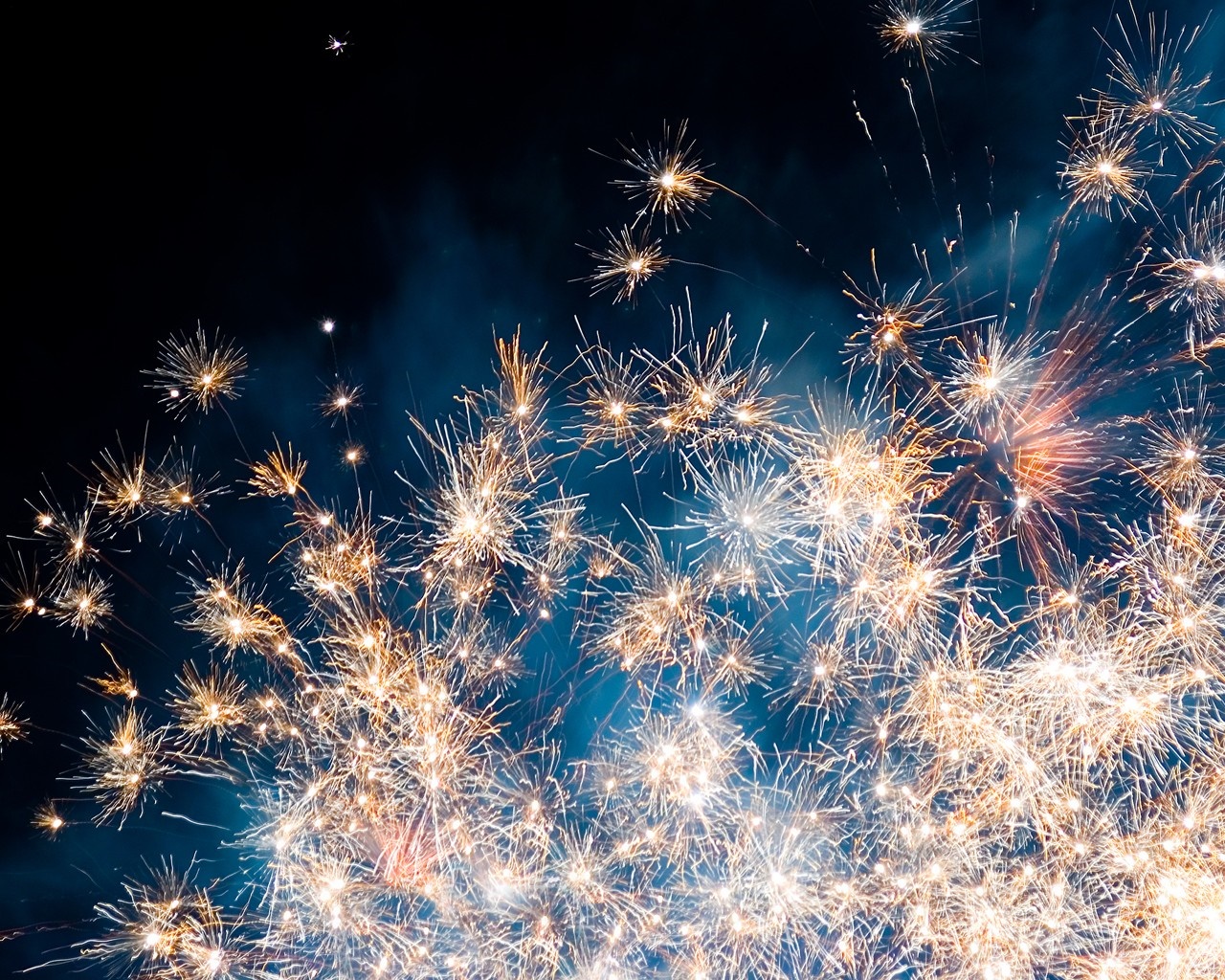 Fireworks exploding in the night sky HD Wallpaper