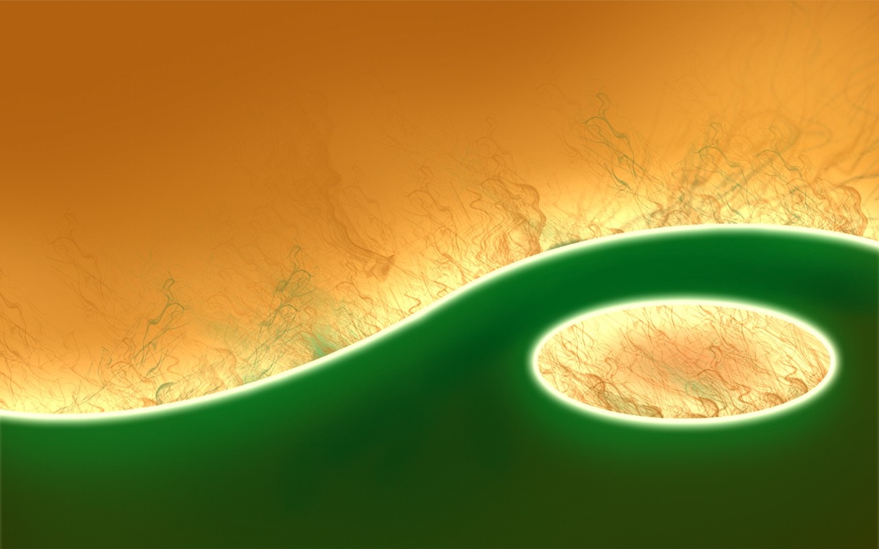 Abstract green wave with yellow light and smoke HD Wallpaper