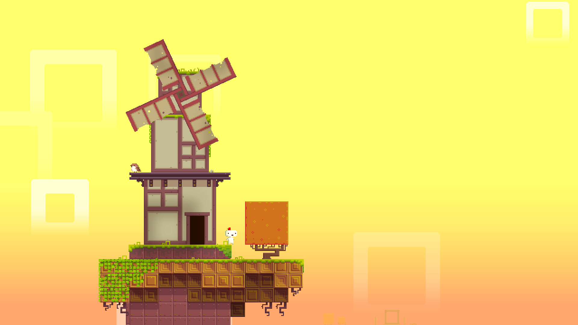 Fez video game screenshot with windmill and characters HD Wallpaper