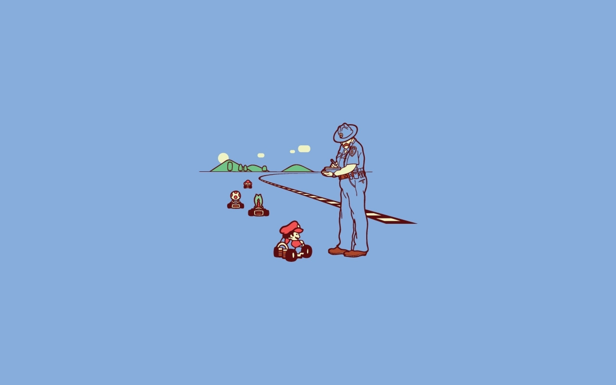 Mario from Super Mario Kart getting a ticket HD Wallpaper