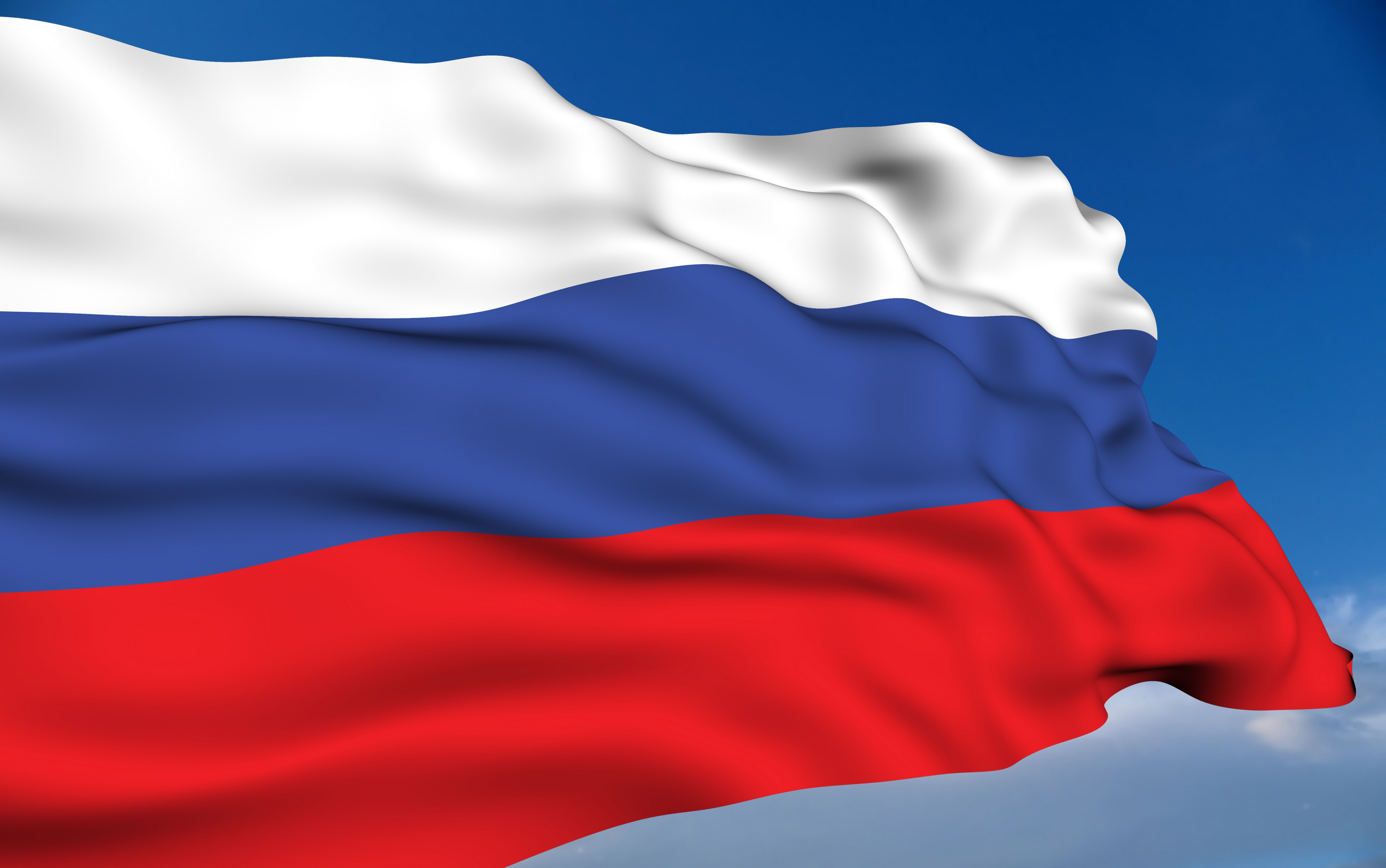 Russian flag waving in the sky HD Wallpaper