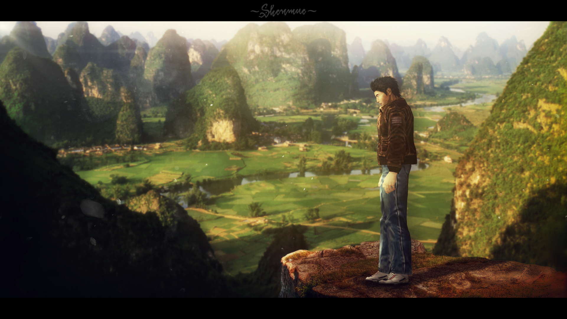 Ryo Hazuki from Shenmue overlooking a valley HD Wallpaper