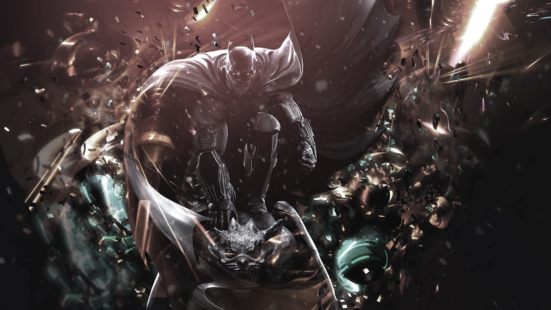 Batman artwork with fractal elements HD Wallpaper