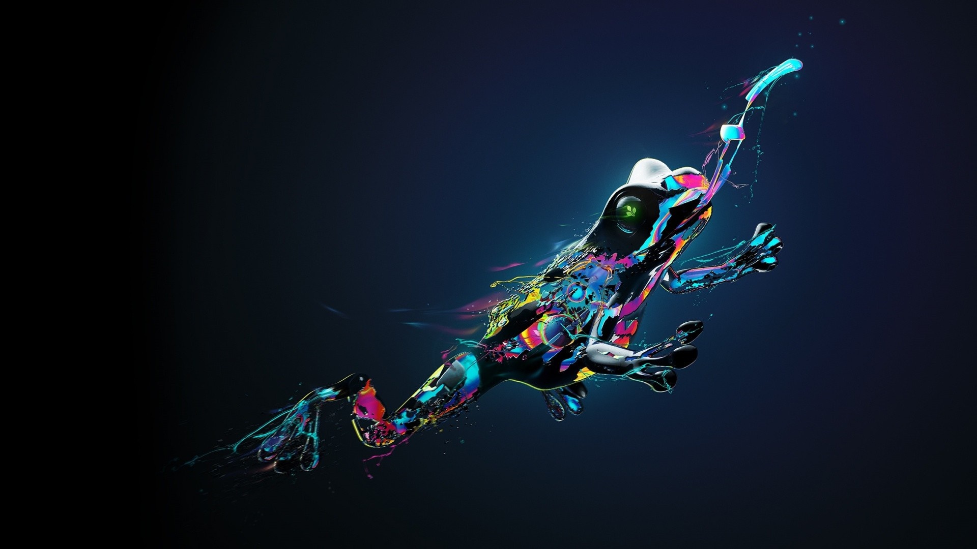 Digital art illustration of a colorful frog HD Wallpaper
