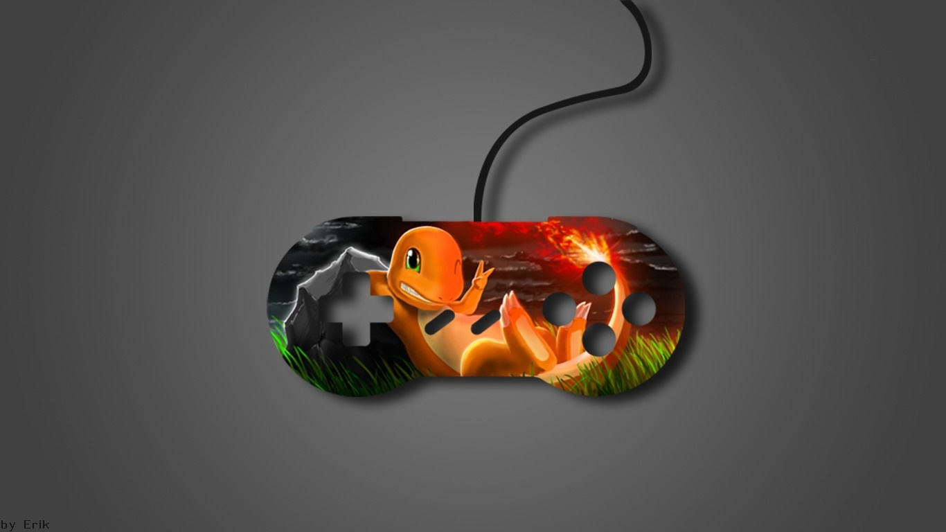 Charmander from Pokemon on a Nintendo controller HD Wallpaper