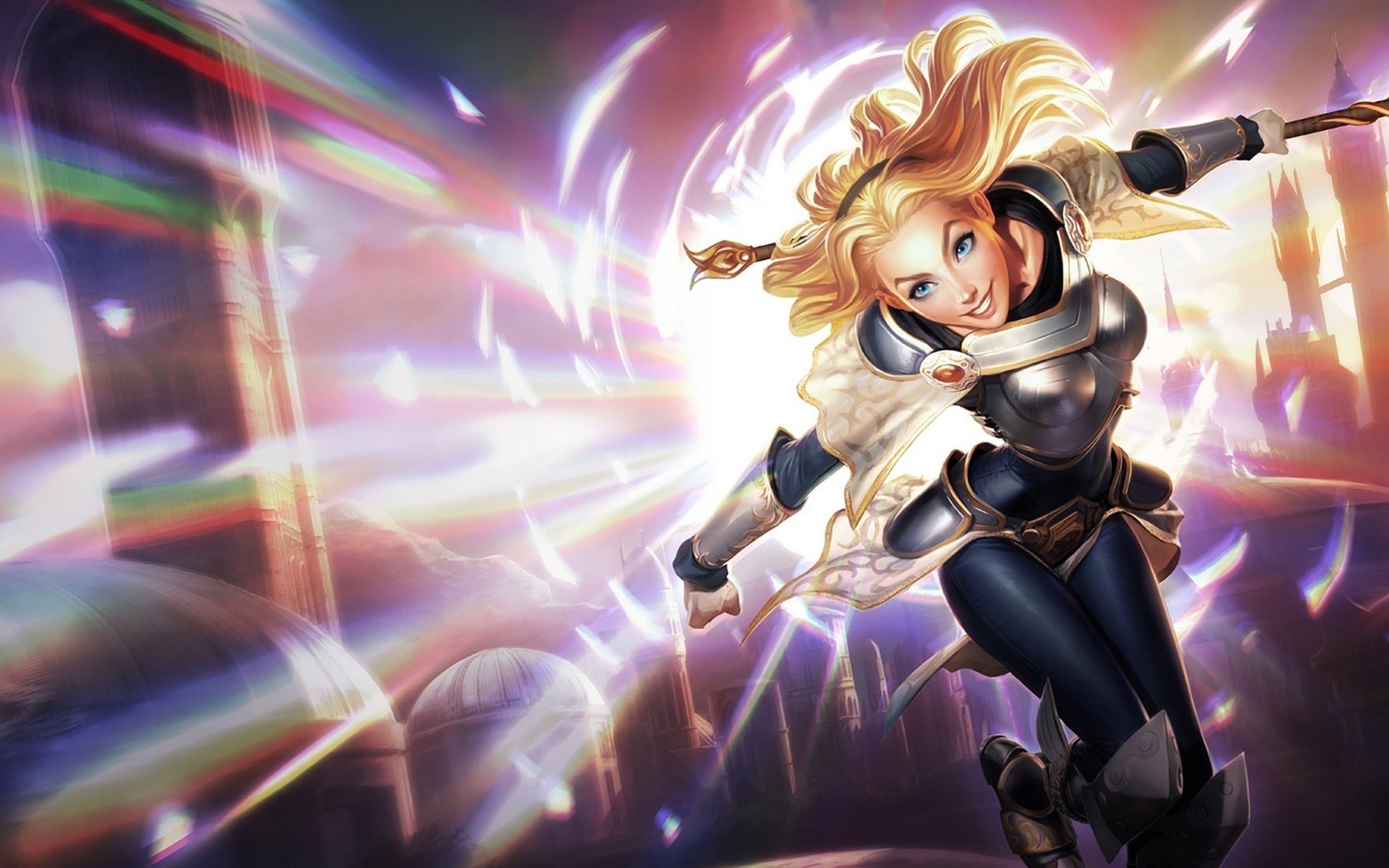 Lux from League of Legends in a bright, magical setting HD Wallpaper