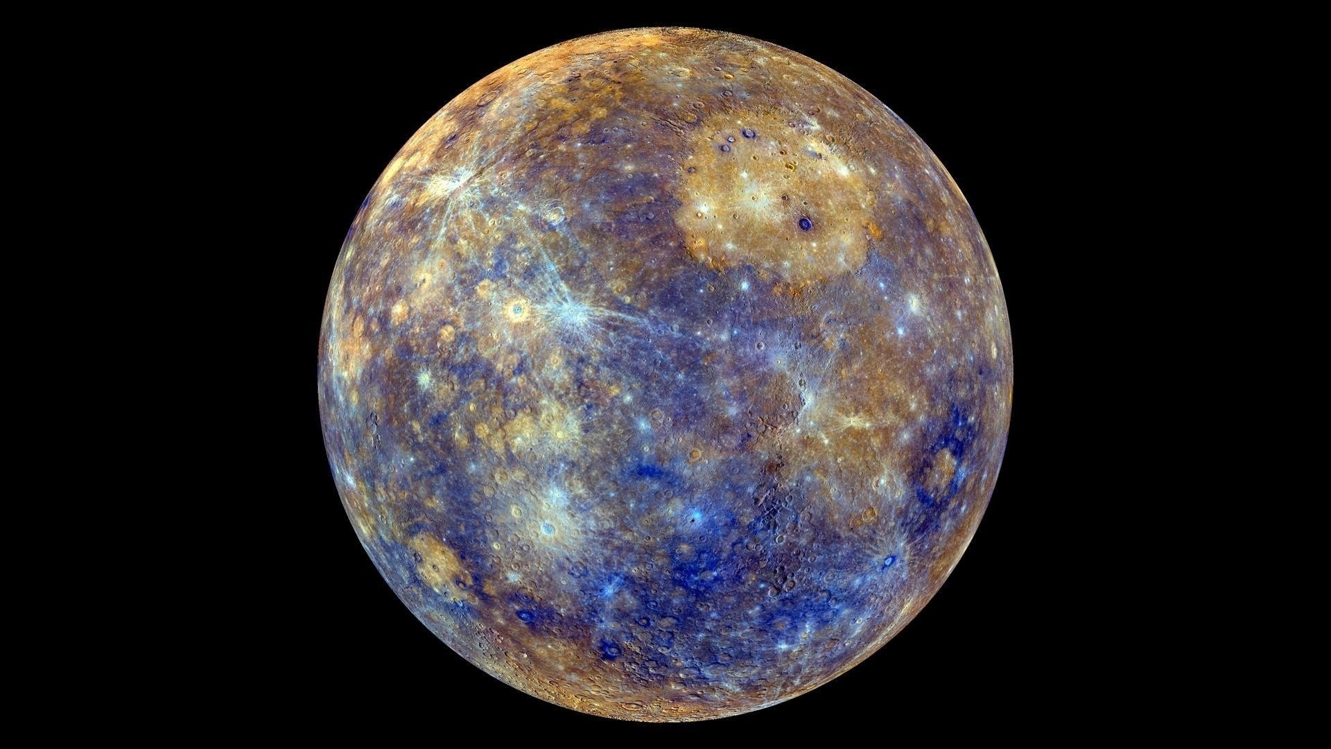Planet Mercury with colorful surface and craters HD Wallpaper