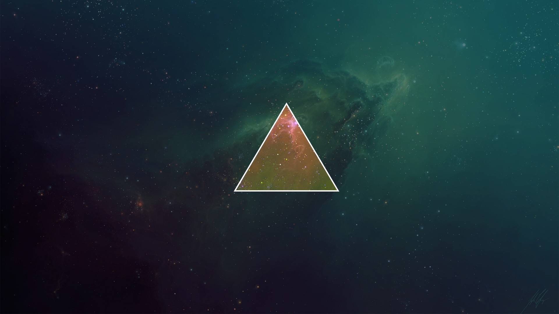 Abstract triangle in outer space with nebula HD Wallpaper