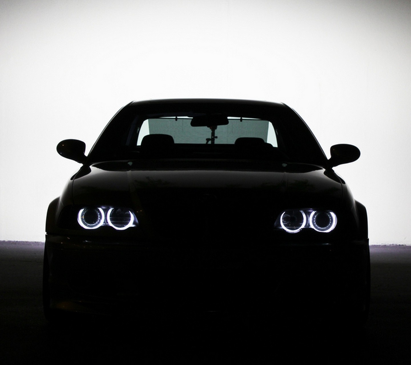 Black BMW M3 E46 with Angel Eyes headlights HD Wallpaper