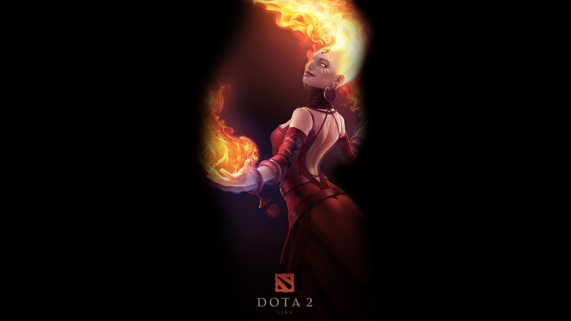 Lina from Dota 2 with fire HD Wallpaper