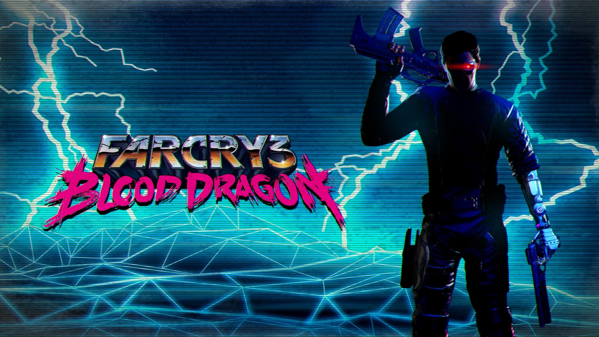 Far Cry 3 Blood Dragon logo with character HD Wallpaper