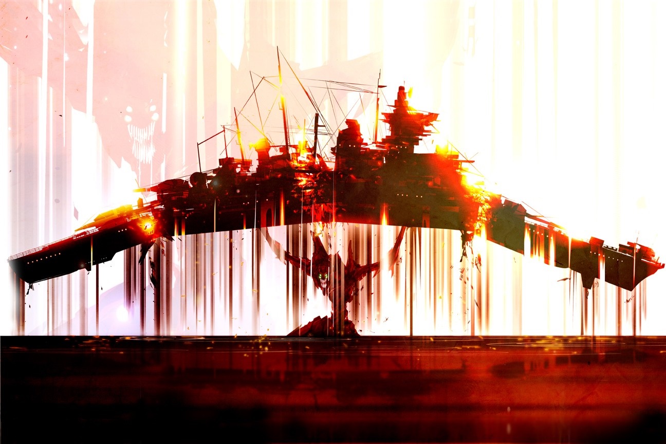 Battleship and monster from Neon Genesis Evangelion HD Wallpaper