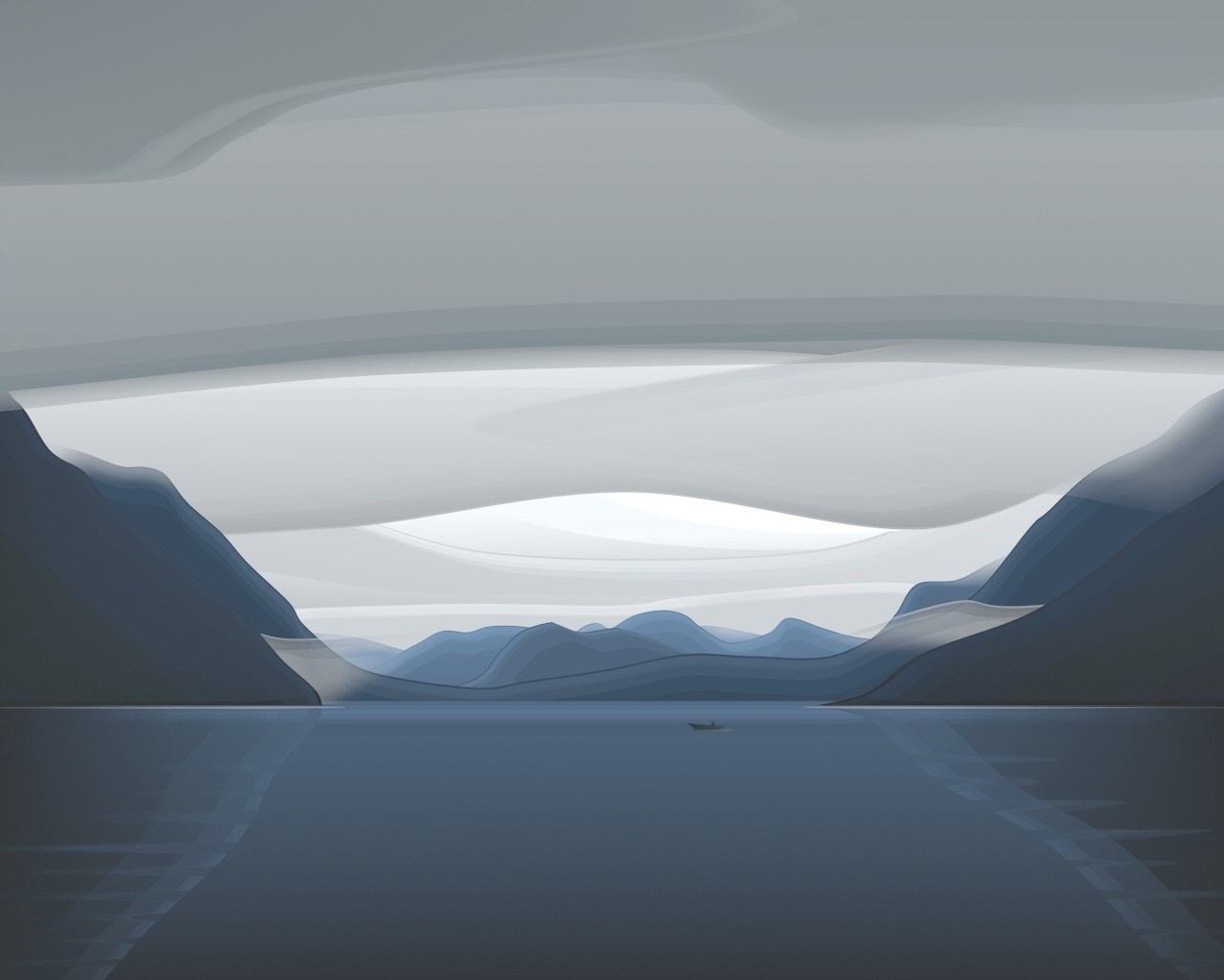 Abstract landscape with mountains and water HD Wallpaper