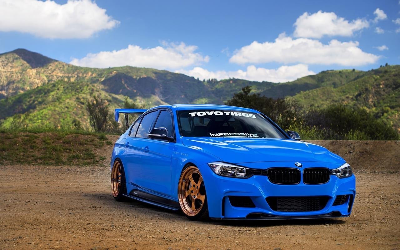 Blue BMW M3 with Toyo Tires and Spoiler HD Wallpaper