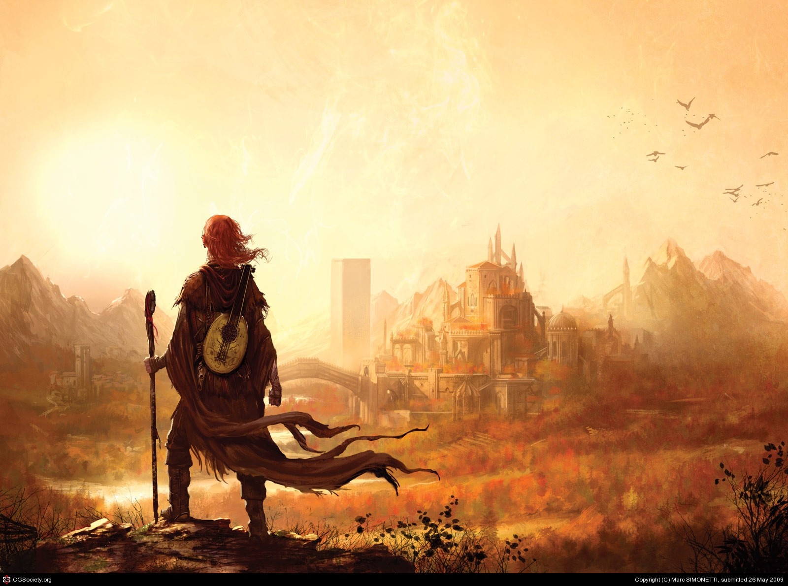 Kvothe from The Kingkiller Chronicles in a fantasy landscape HD Wallpaper