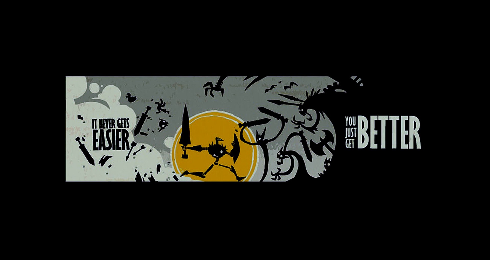 Illustration with quote "It never gets easier, you just get better" HD Wallpaper